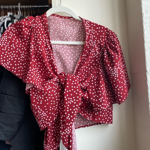 Shein Red Peplum tie front top!! - Picture 3 of 3